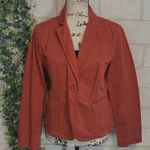 J.CREW Red Brick, Rust Stonewashed Denim Jacket - Sz LP